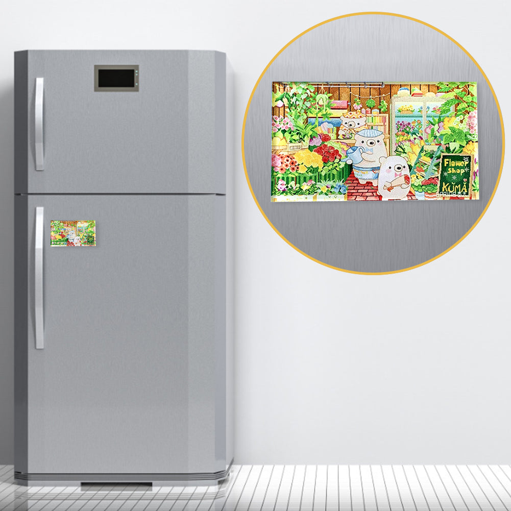 Flower Shop Refrigerator Magnet Acrylic Magnetic Sticker Sew Needle Suction