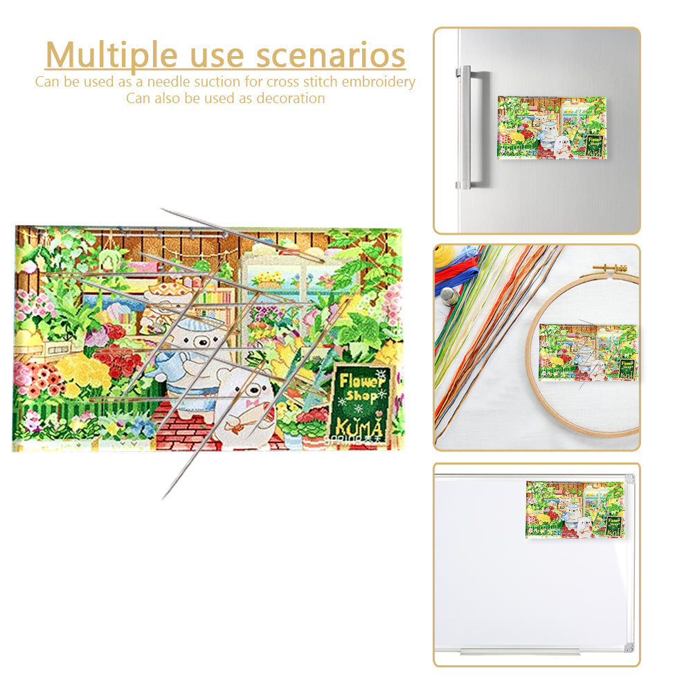Flower Shop Refrigerator Magnet Acrylic Magnetic Sticker Sew Needle Suction