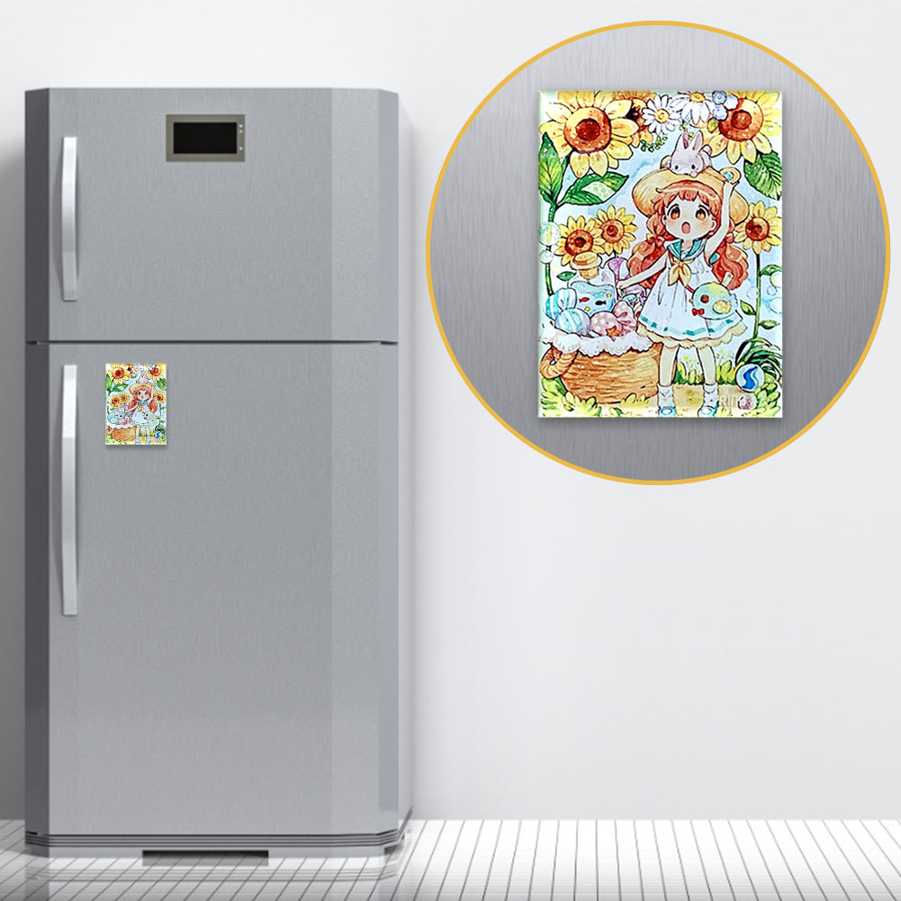 Flower Girl Magnets Fridge Stickers Magnetic Cross Stitch Needles Minder