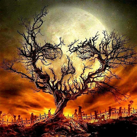 Halloween Skull - Full 11CT Stamped Cross Stitch 40x40CM - Diy