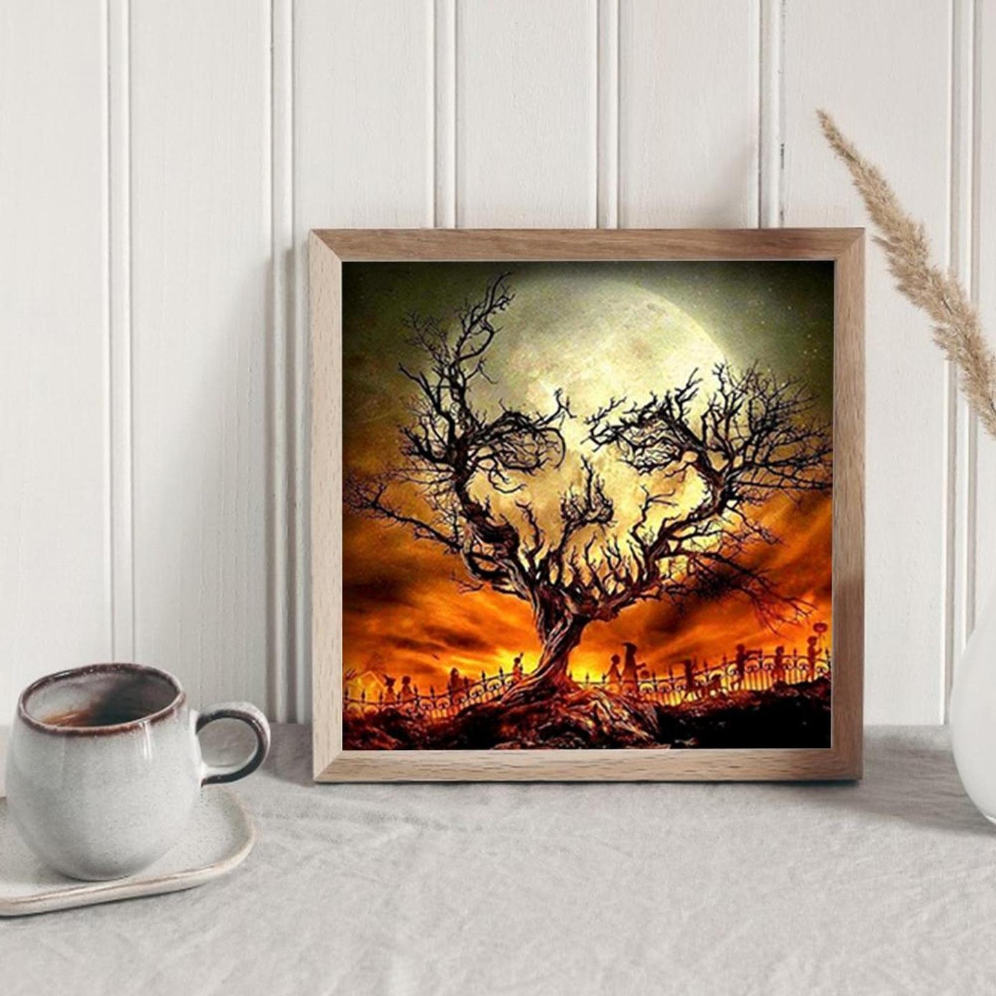 Halloween Skull - Full 11CT Stamped Cross Stitch 40x40CM - Diy