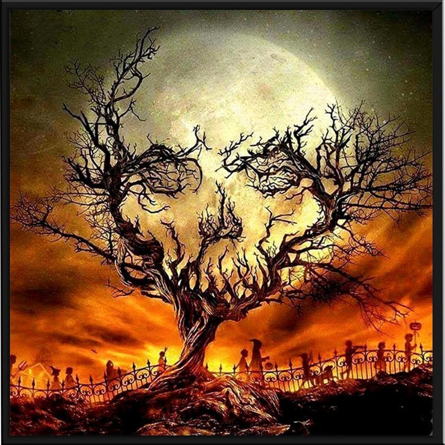 Halloween Skull - Full 11CT Stamped Cross Stitch 40x40CM - Diy