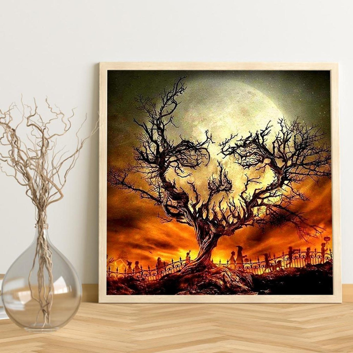 Halloween Skull - Full 11CT Stamped Cross Stitch 40x40CM - Diy