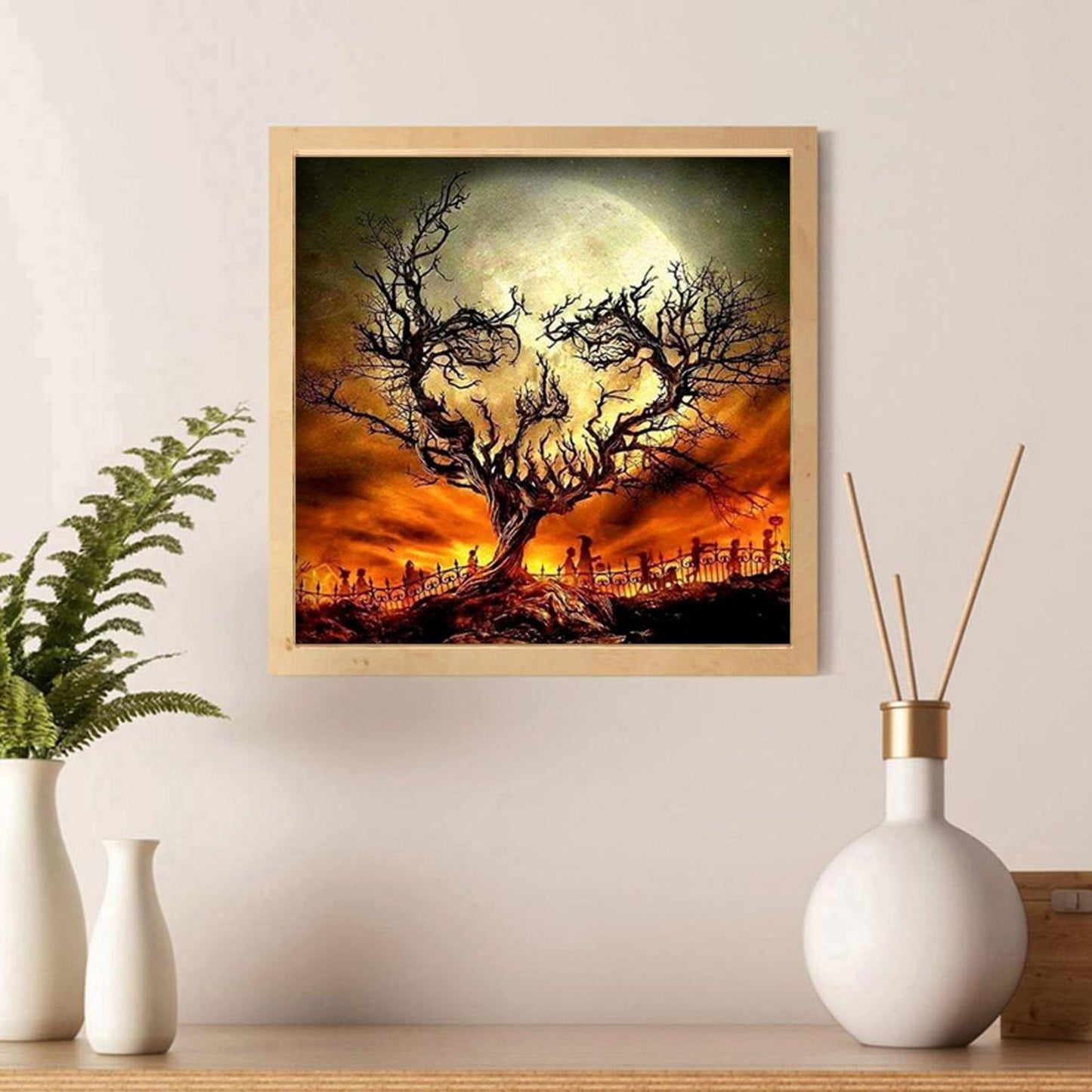 Halloween Skull - Full 11CT Stamped Cross Stitch 40x40CM - Diy