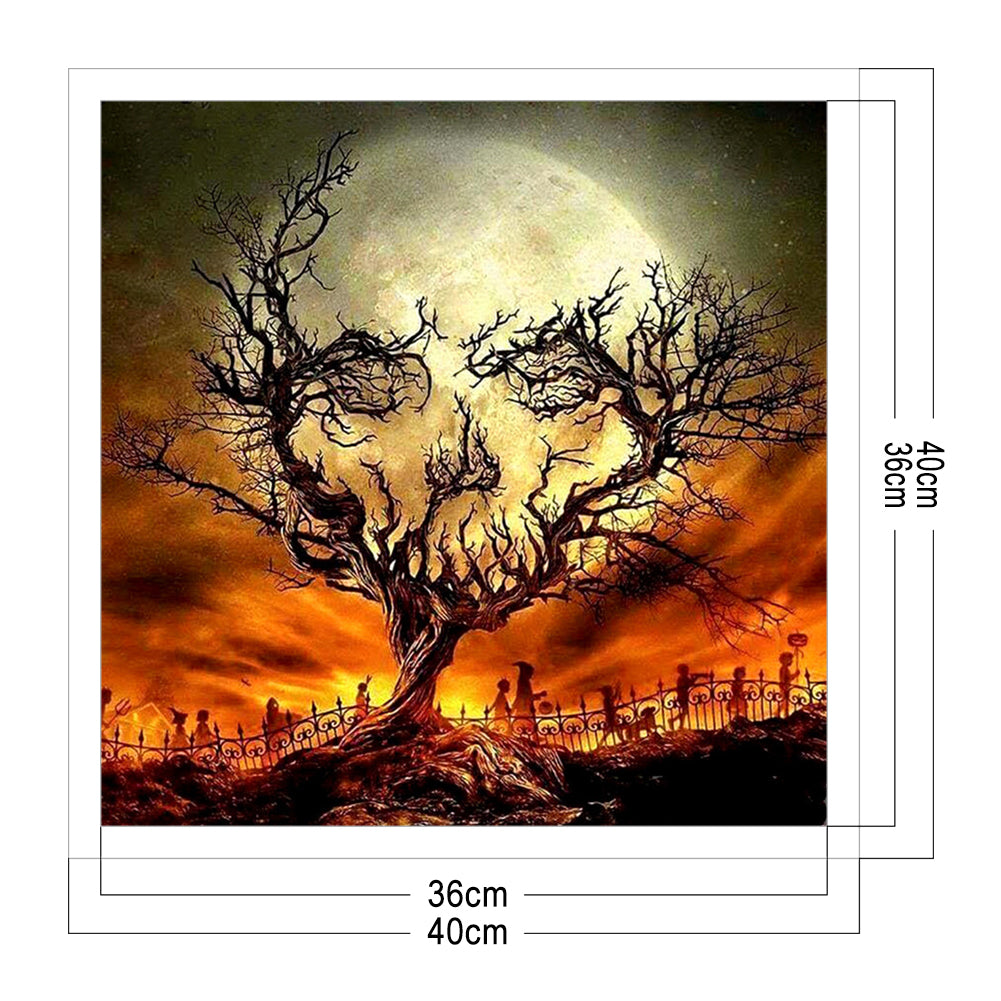 Halloween Skull - Full 11CT Stamped Cross Stitch 40x40CM - Diy