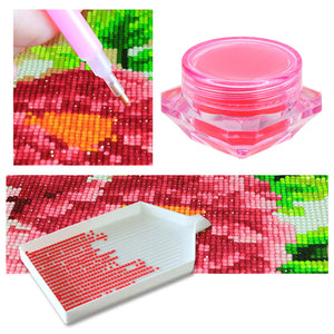 Diamond Painting Kit  Clay with Box Point Drill Beads Pen Mud (Pink)