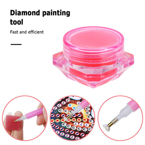 Diamond Painting Kit  Clay with Box Point Drill Beads Pen Mud (Pink)