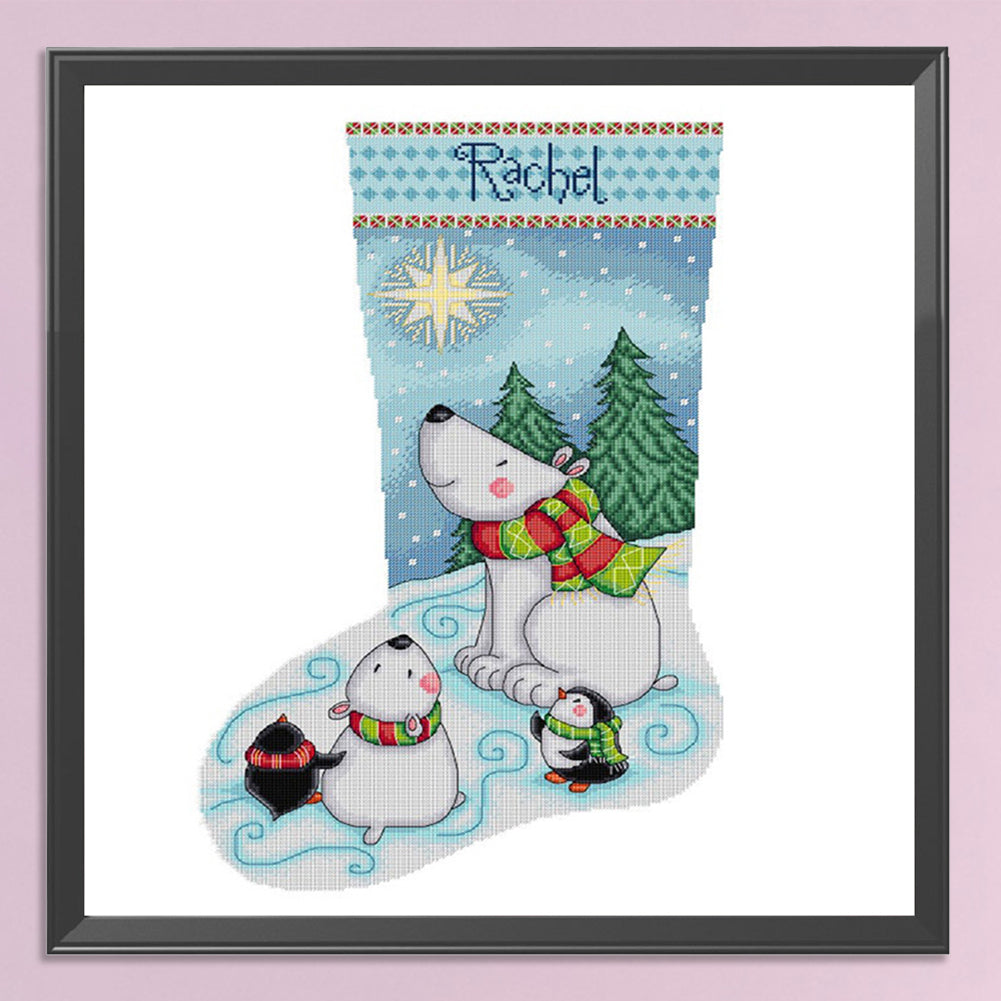 Christmas Stocking - Partial 11CT Stamped Cross Stitch 40x40CM - Band Backstitch