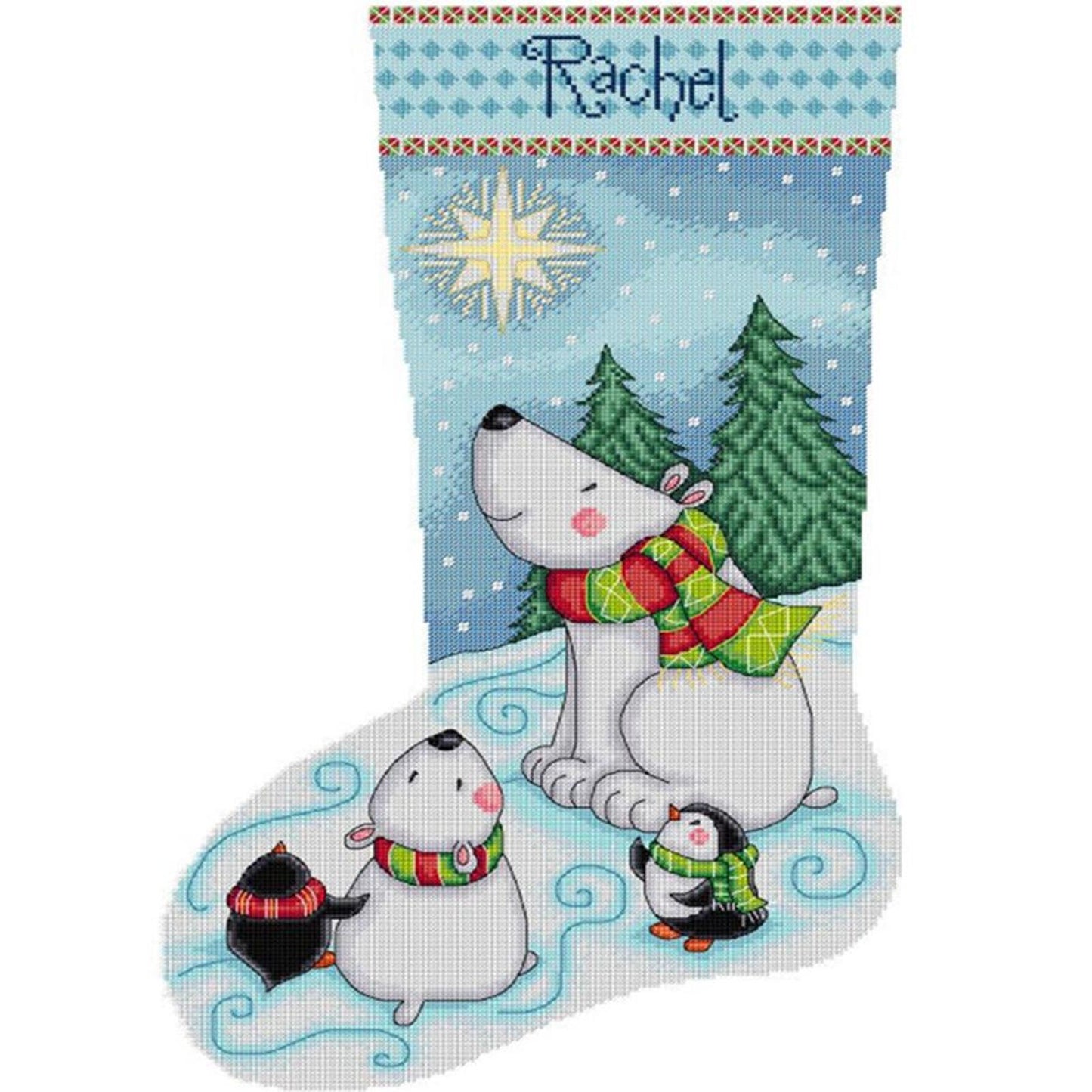 Christmas Stocking - Partial 11CT Stamped Cross Stitch 40x40CM - Band Backstitch