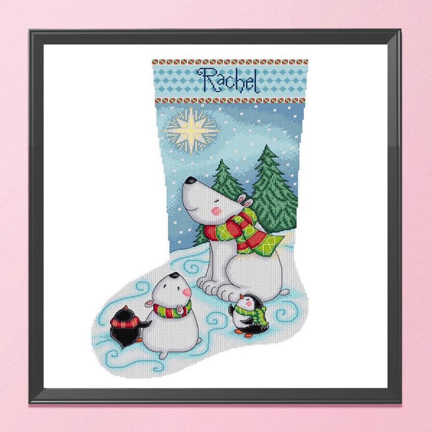 Christmas Stocking - Partial 11CT Stamped Cross Stitch 40x40CM - Band Backstitch