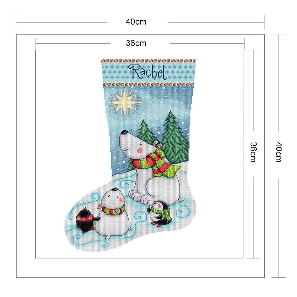 Christmas Stocking - Partial 11CT Stamped Cross Stitch 40x40CM - Band Backstitch