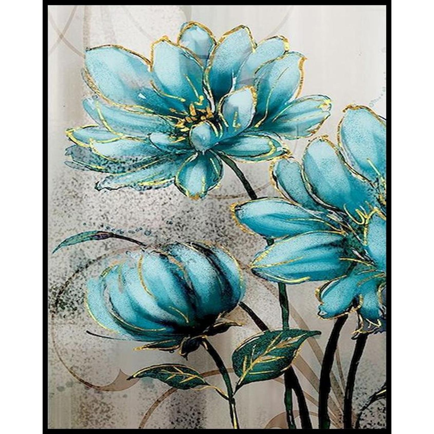 Blue Flowers - Full 11CT Stamped Cross Stitch 40x50CM - Diy