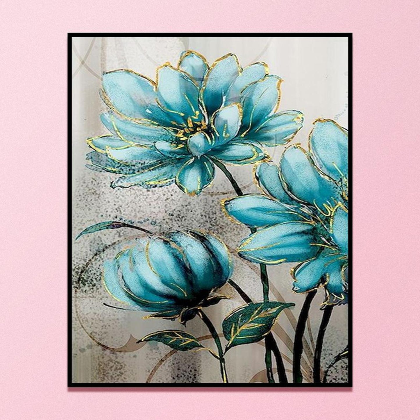 Blue Flowers - Full 11CT Stamped Cross Stitch 40x50CM - Diy