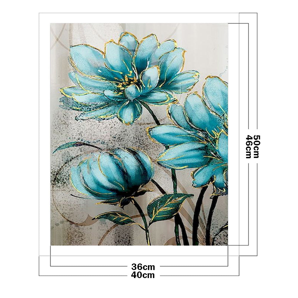 Blue Flowers - Full 11CT Stamped Cross Stitch 40x50CM - Diy