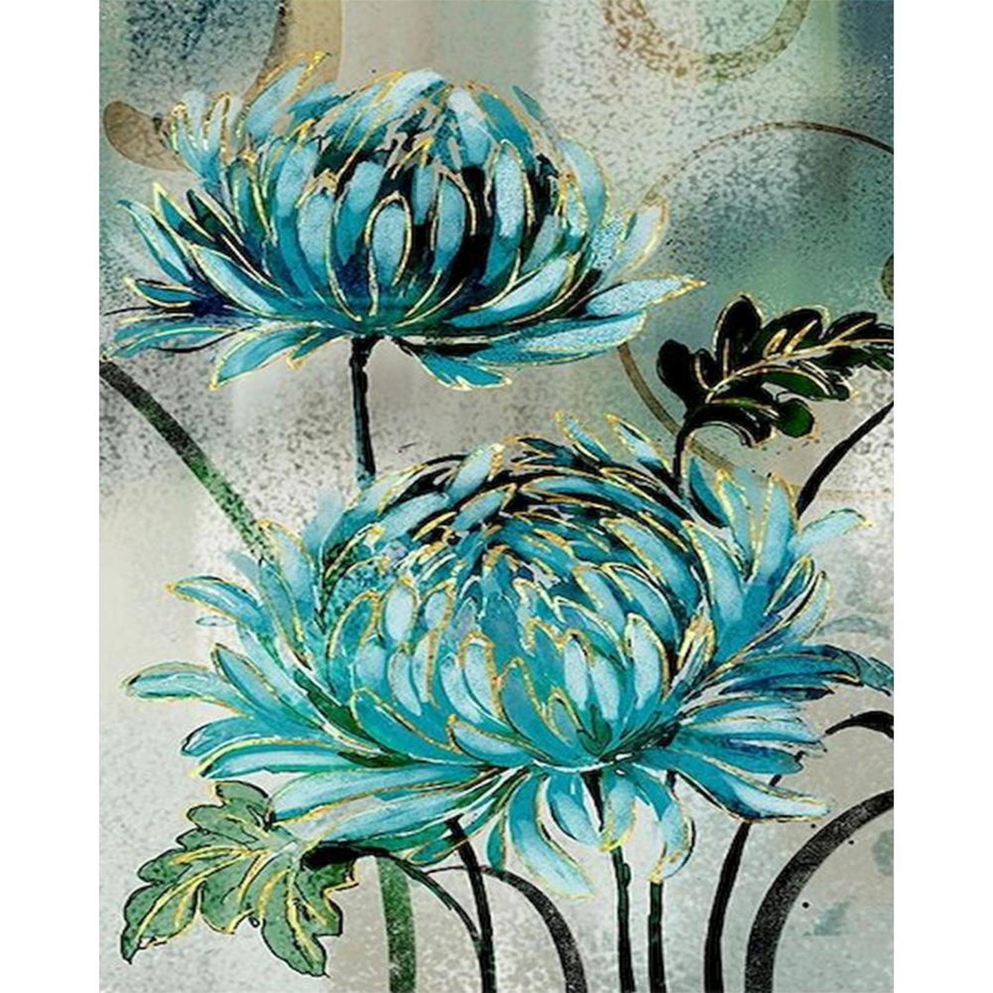 Blue Flowers - Full 11CT Stamped Cross Stitch 40x50CM - Diy