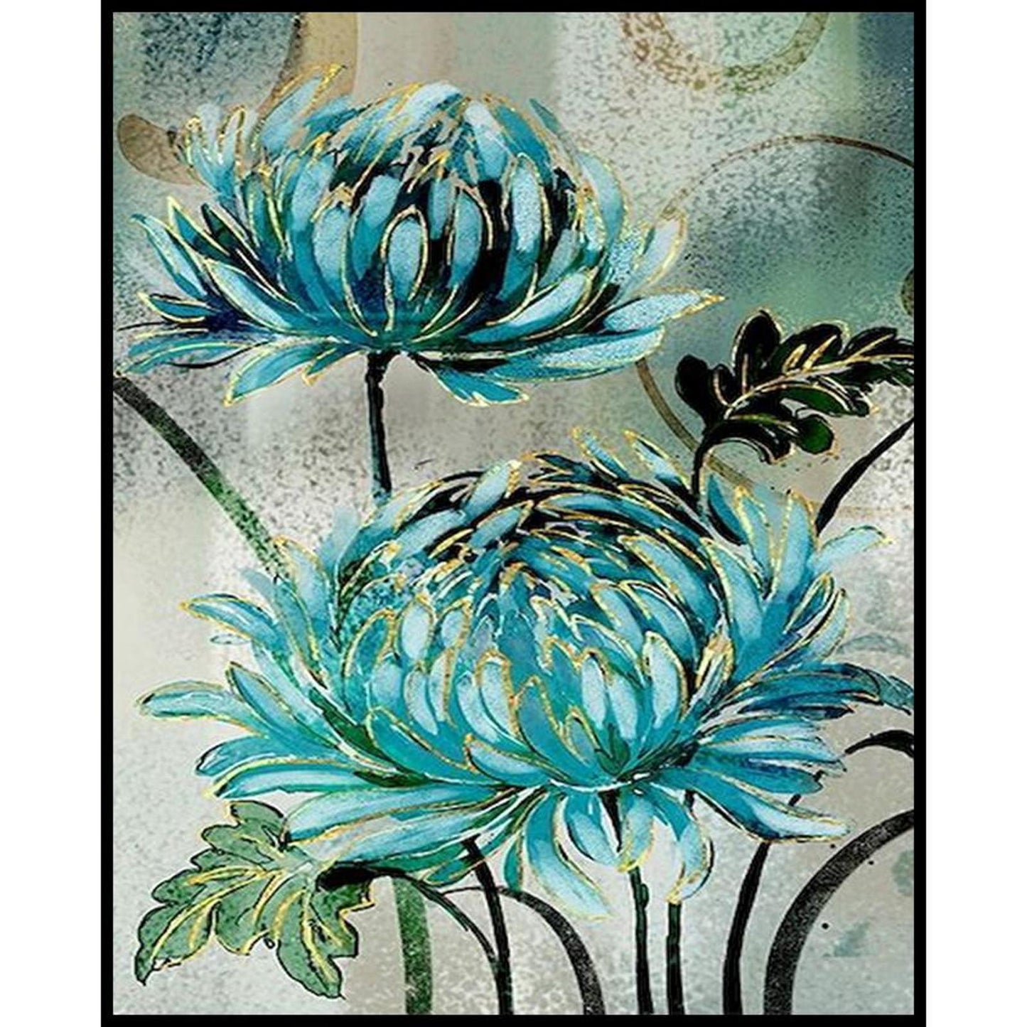 Blue Flowers - Full 11CT Stamped Cross Stitch 40x50CM - Diy