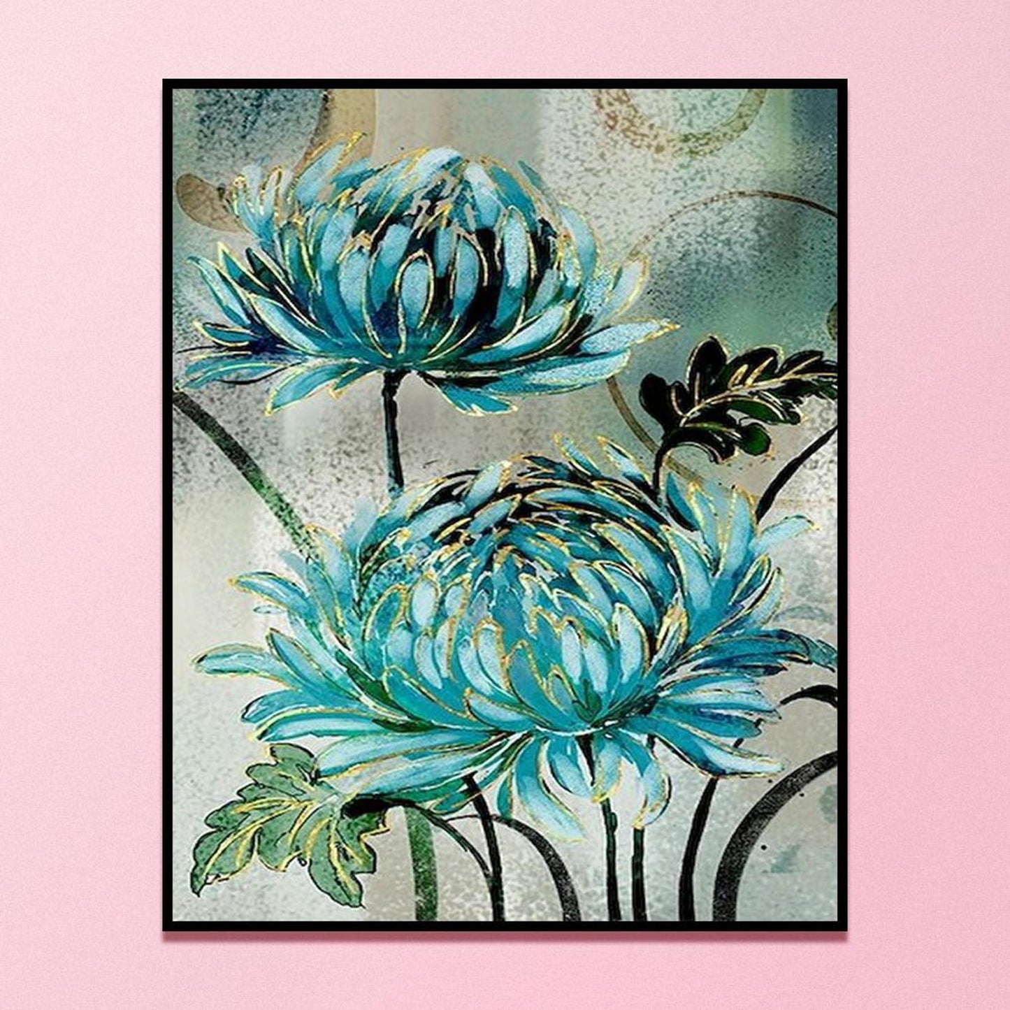 Blue Flowers - Full 11CT Stamped Cross Stitch 40x50CM - Diy