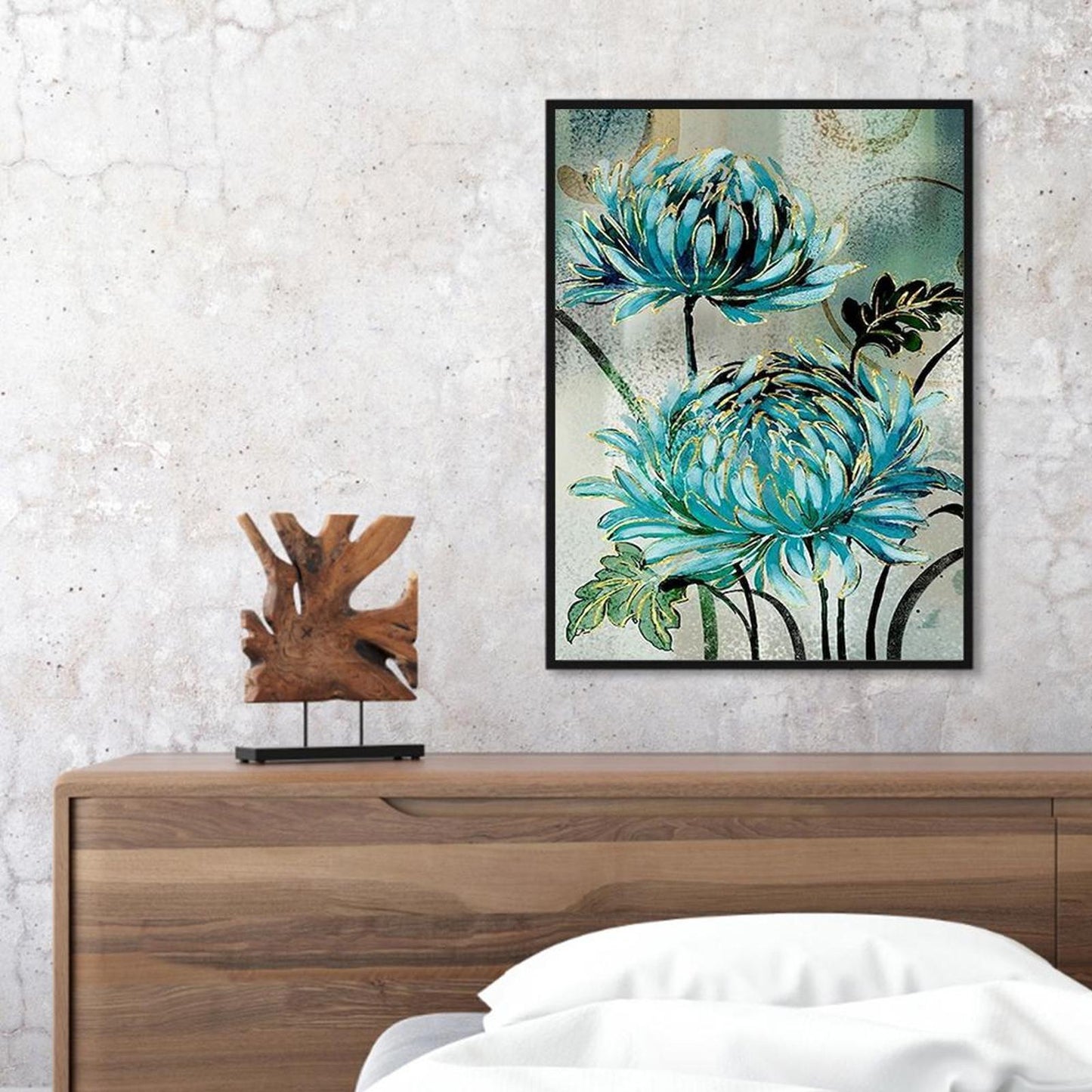 Blue Flowers - Full 11CT Stamped Cross Stitch 40x50CM - Diy