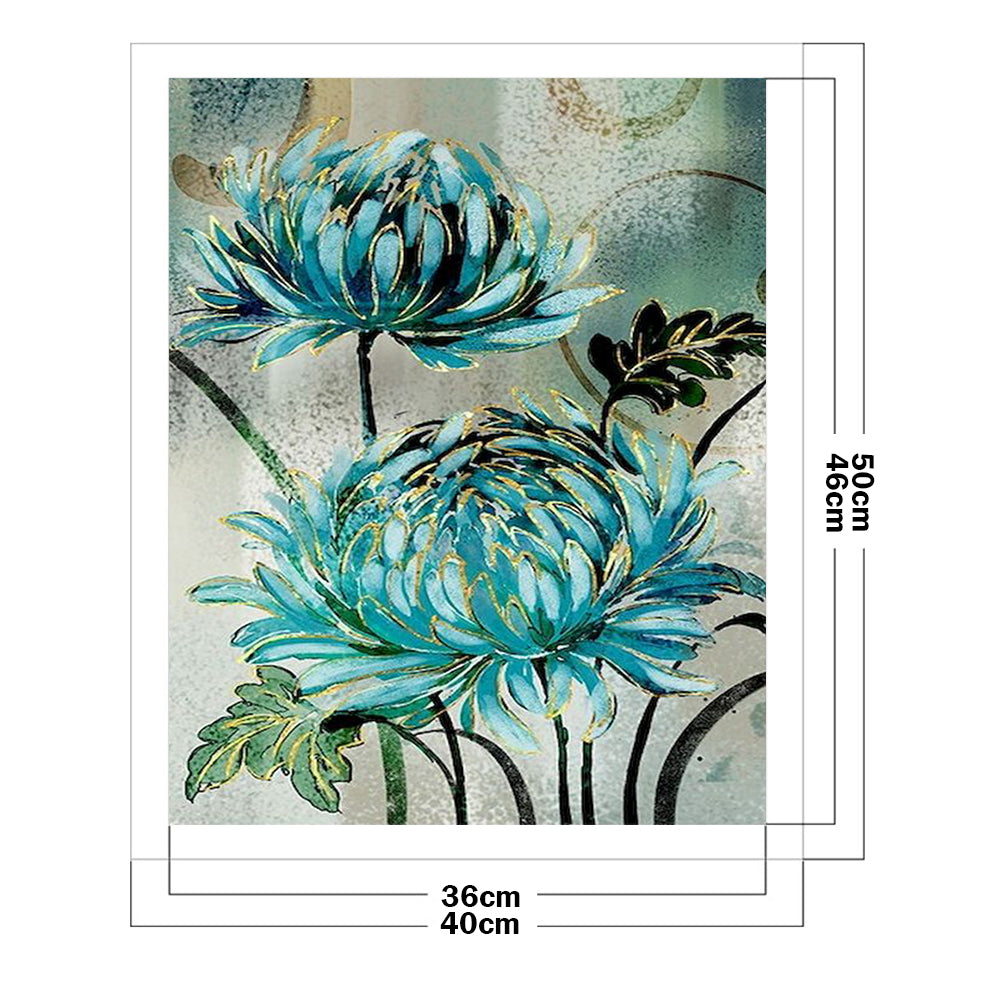 Blue Flowers - Full 11CT Stamped Cross Stitch 40x50CM - Diy