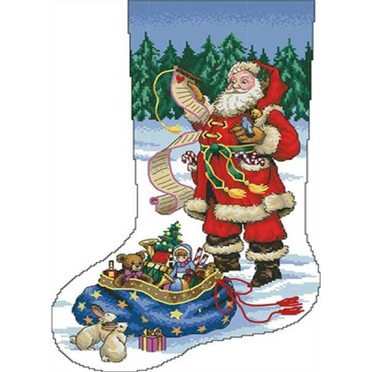 Christmas Stocking - Partial 11CT Stamped Cross Stitch 40x50CM - Diy