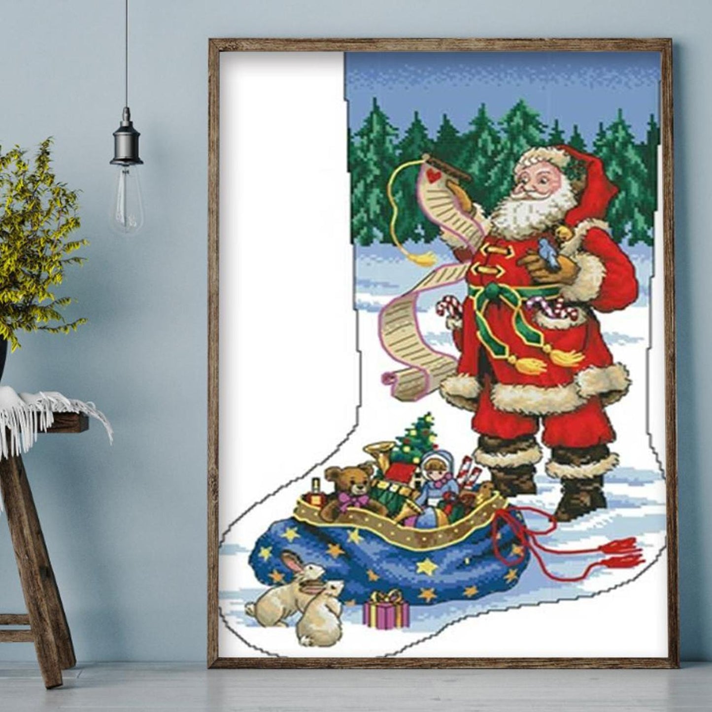 Christmas Stocking - Partial 11CT Stamped Cross Stitch 40x50CM - Diy