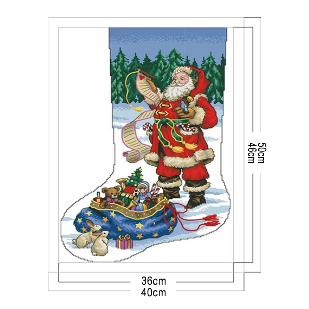 Christmas Stocking - Partial 11CT Stamped Cross Stitch 40x50CM - Diy