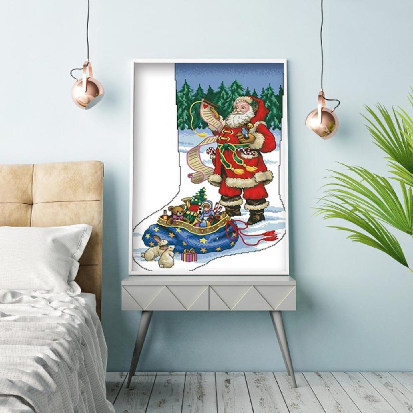 Christmas Stocking - Partial 11CT Stamped Cross Stitch 40x50CM - Diy