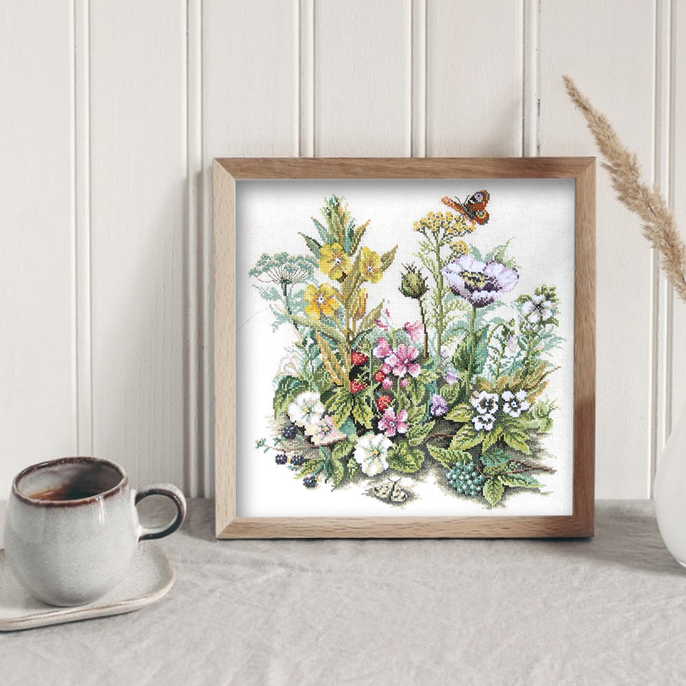 Flower Cluster - Partial 11CT Stamped Cross Stitch 40x40CM - Yishu