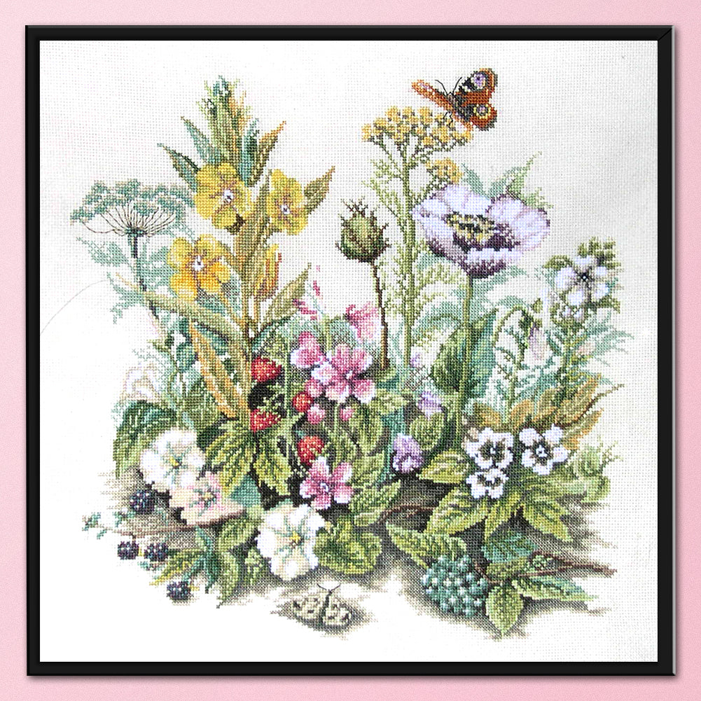 Flower Cluster - Partial 11CT Stamped Cross Stitch 40x40CM - Yishu