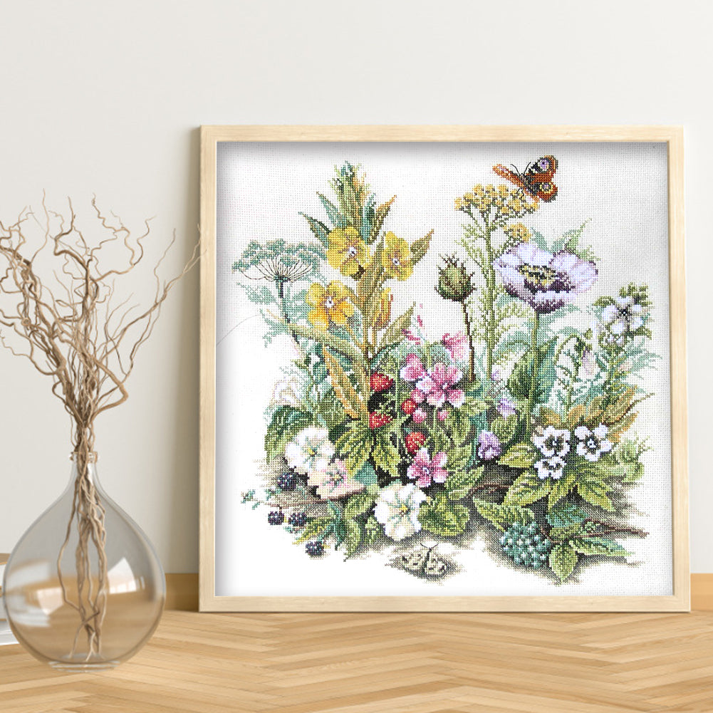 Flower Cluster - Partial 11CT Stamped Cross Stitch 40x40CM - Yishu