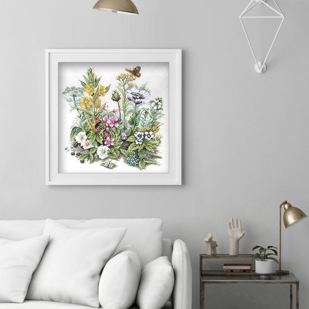 Flower Cluster - Partial 11CT Stamped Cross Stitch 40x40CM - Yishu