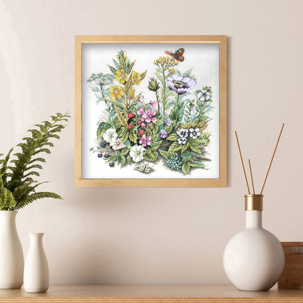 Flower Cluster - Partial 11CT Stamped Cross Stitch 40x40CM - Yishu