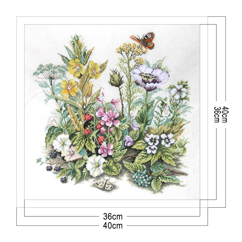 Flower Cluster - Partial 11CT Stamped Cross Stitch 40x40CM - Yishu