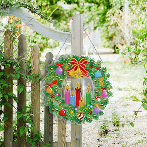 2D Flat Diamond Art Hanging Sign Christmas Wreath Home Window Door Decor Gift