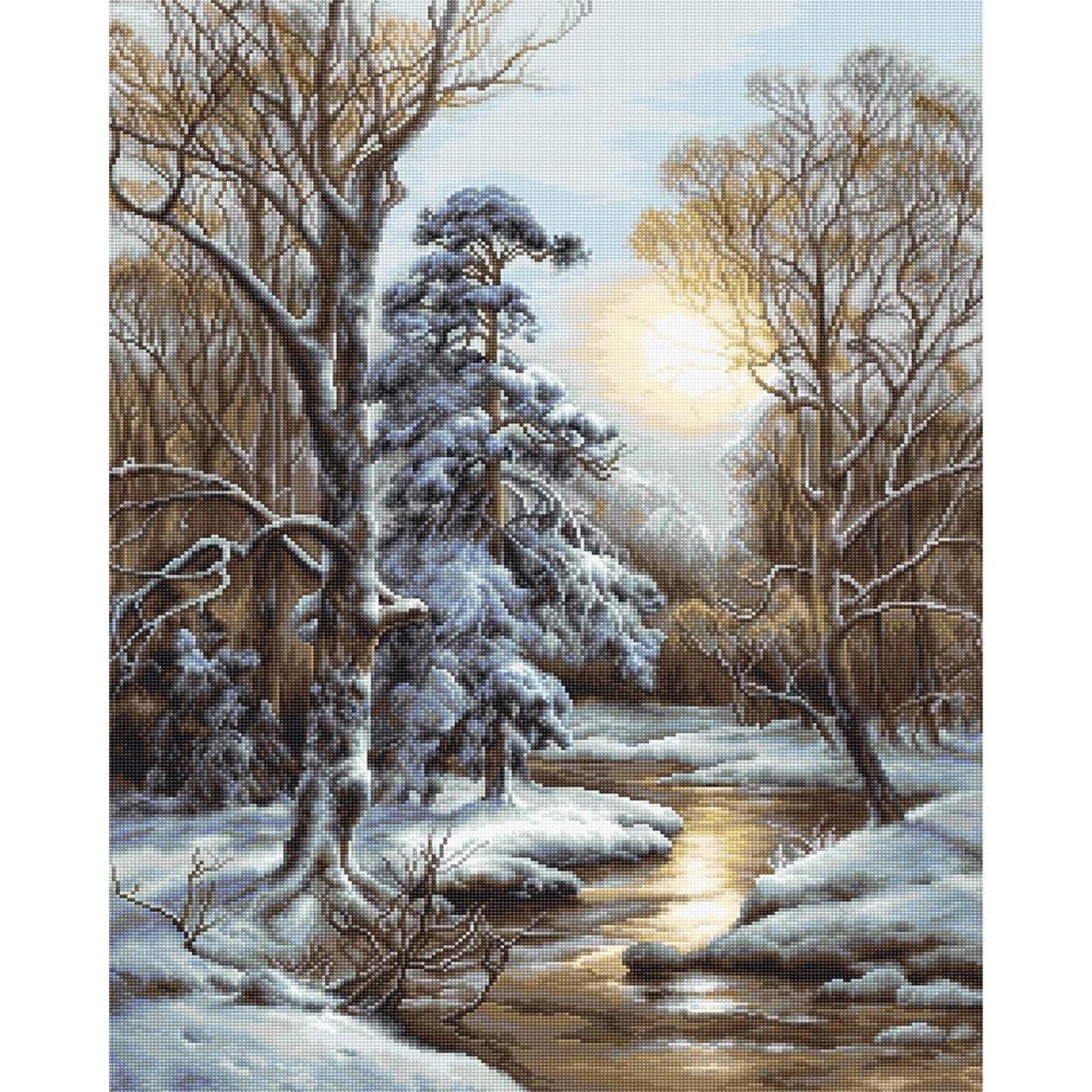 Snow Scenery - Full 11CT Stamped Cross Stitch 40x50CM - Diy