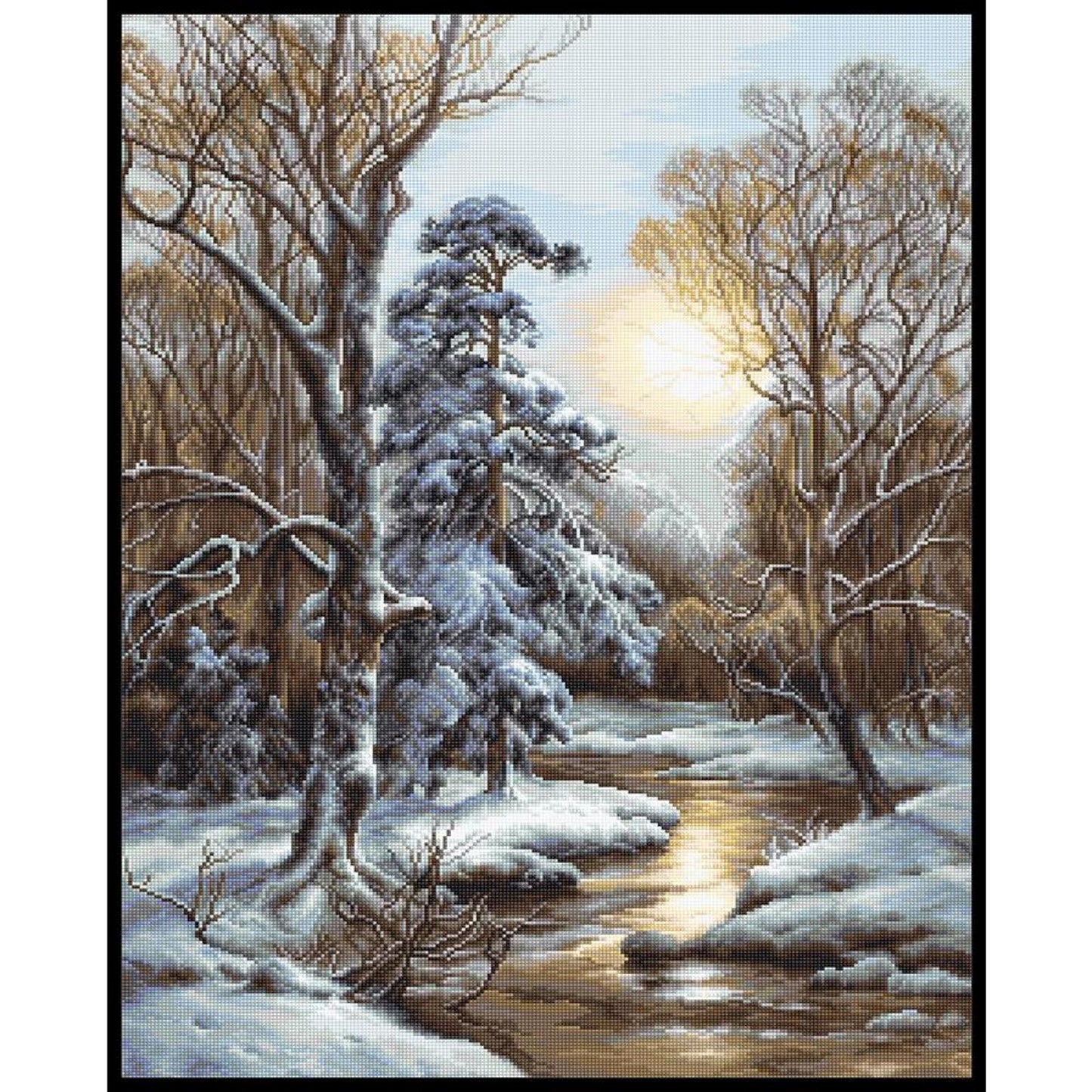 Snow Scenery - Full 11CT Stamped Cross Stitch 40x50CM - Diy