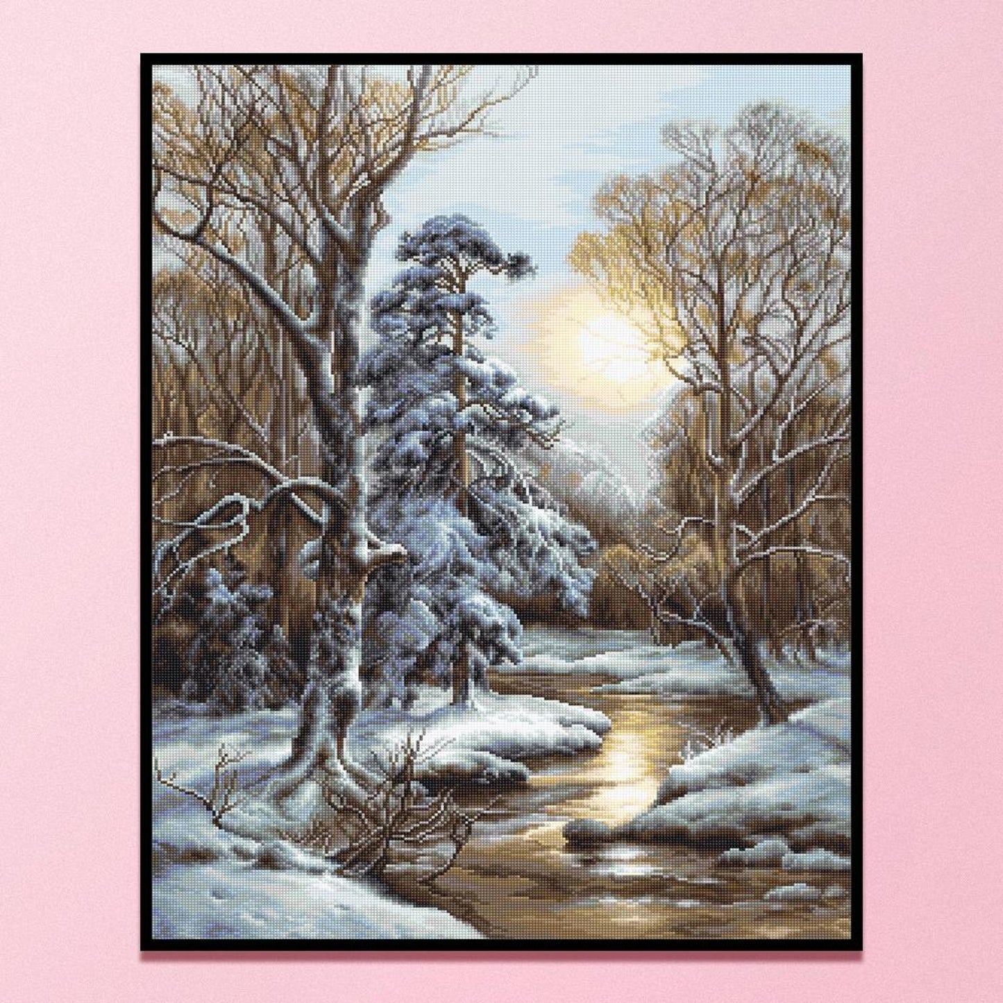 Snow Scenery - Full 11CT Stamped Cross Stitch 40x50CM - Diy