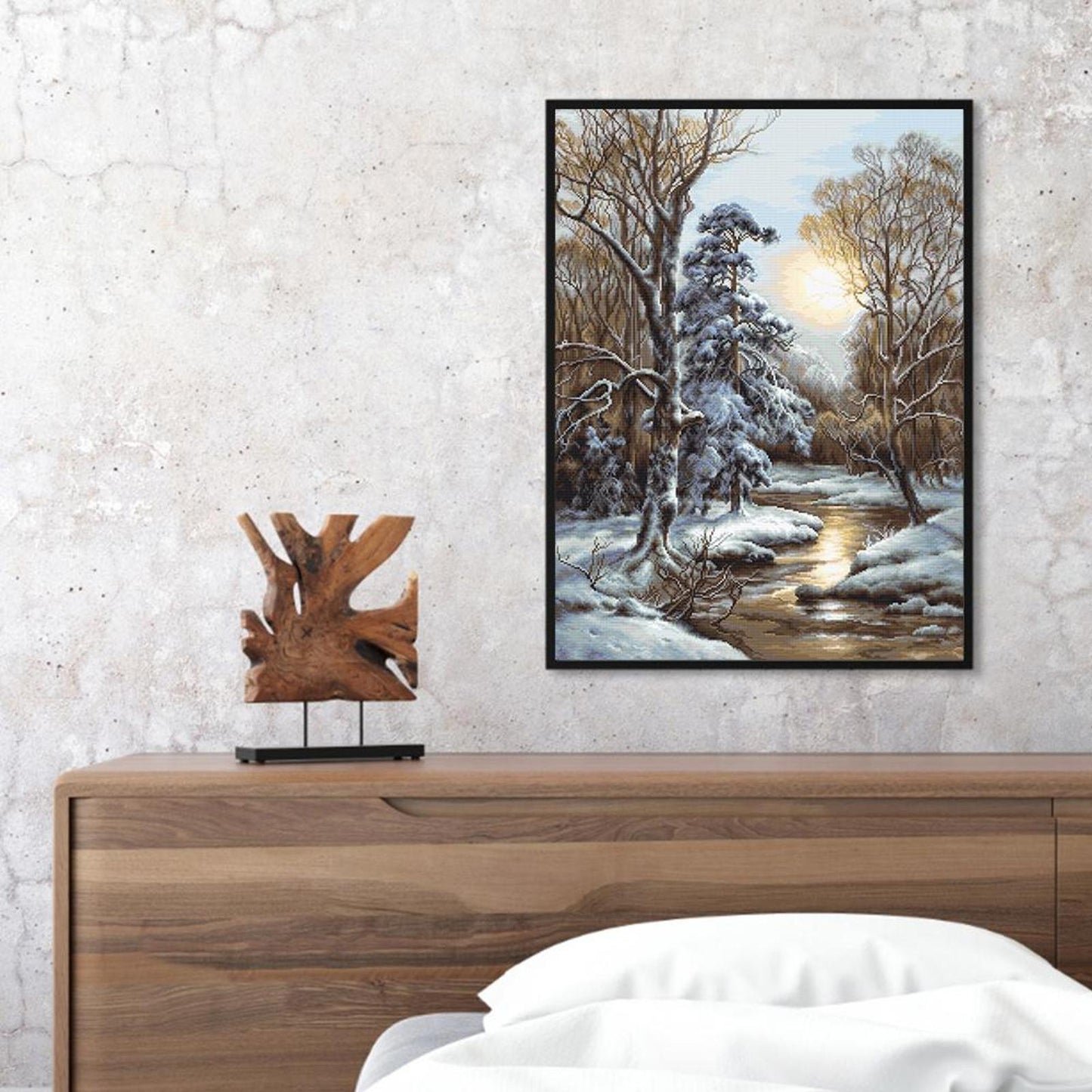 Snow Scenery - Full 11CT Stamped Cross Stitch 40x50CM - Diy