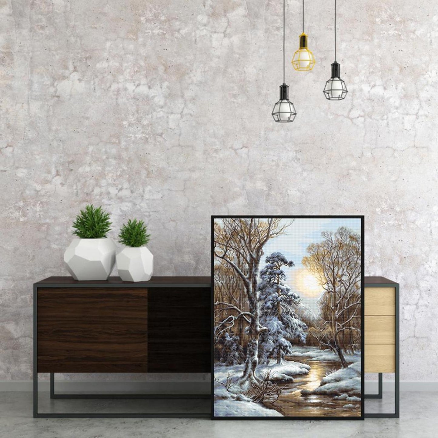 Snow Scenery - Full 11CT Stamped Cross Stitch 40x50CM - Diy
