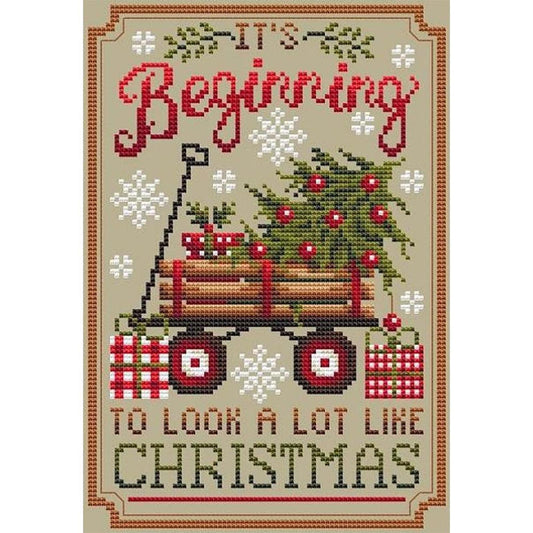 Christmas Trailer - Full 11CT Stamped Cross Stitch 40x55CM - Diy