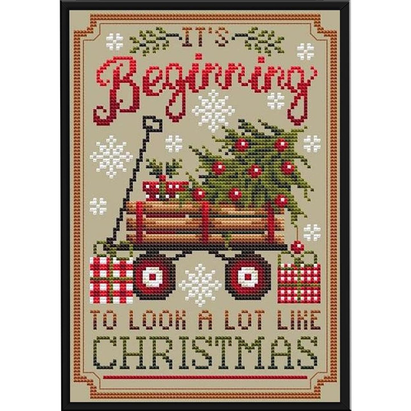 Christmas Trailer - Full 11CT Stamped Cross Stitch 40x55CM - Diy