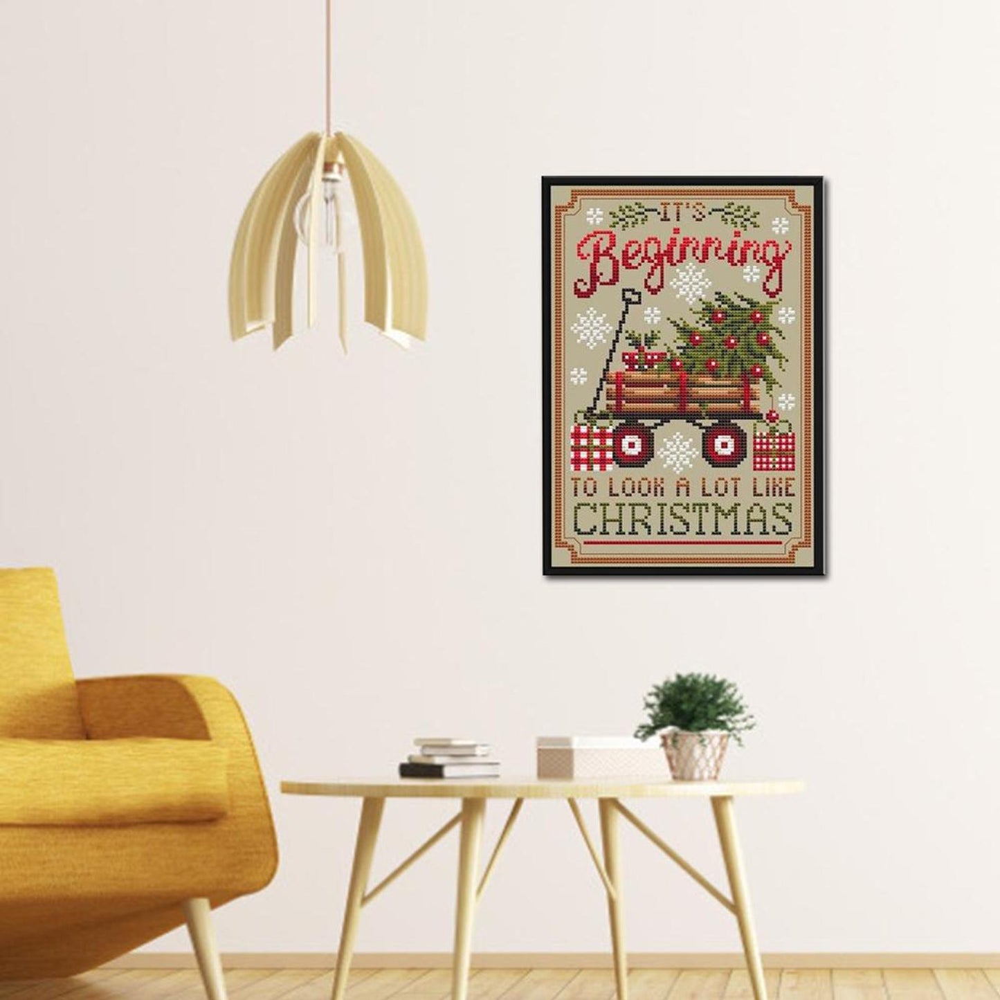 Christmas Trailer - Full 11CT Stamped Cross Stitch 40x55CM - Diy