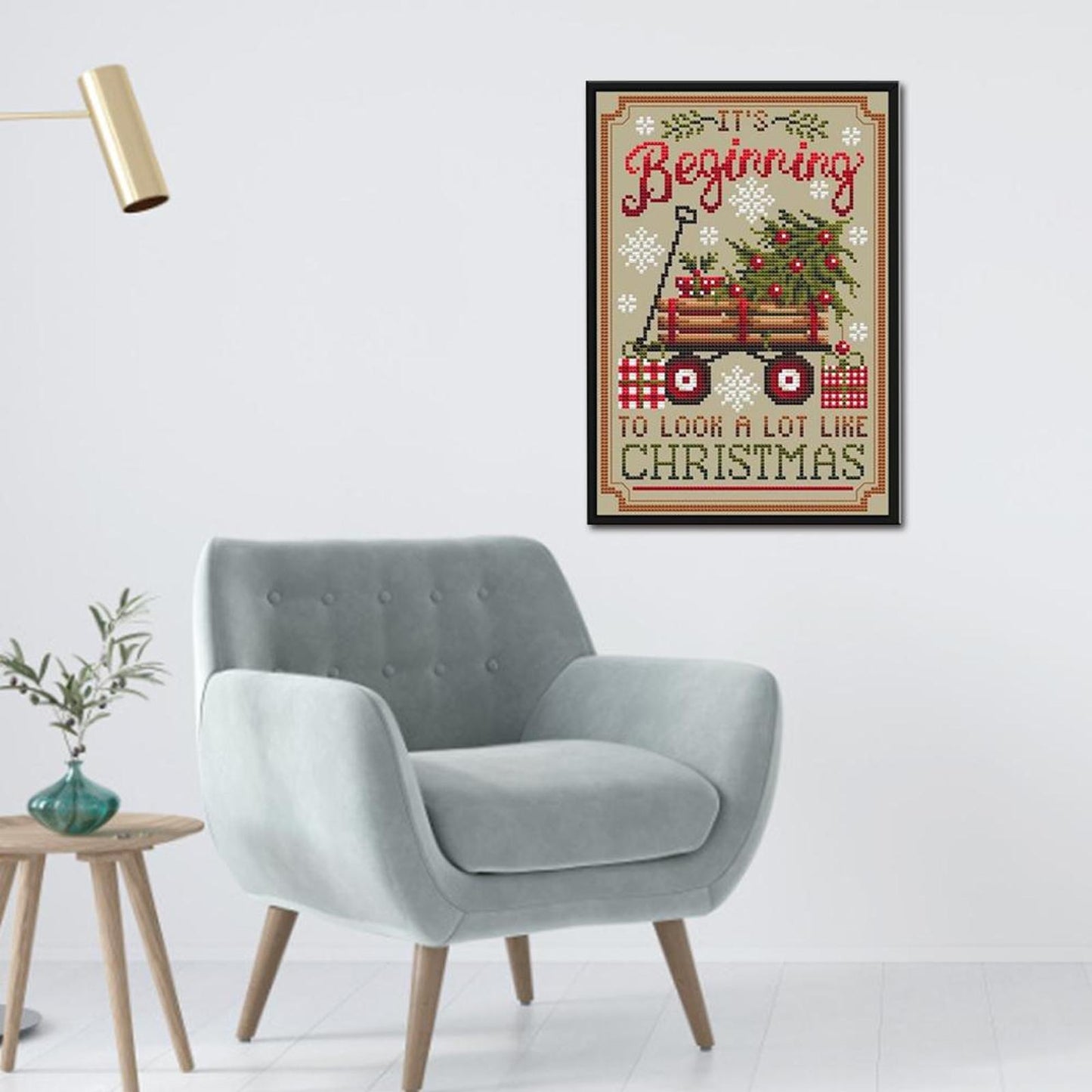 Christmas Trailer - Full 11CT Stamped Cross Stitch 40x55CM - Diy