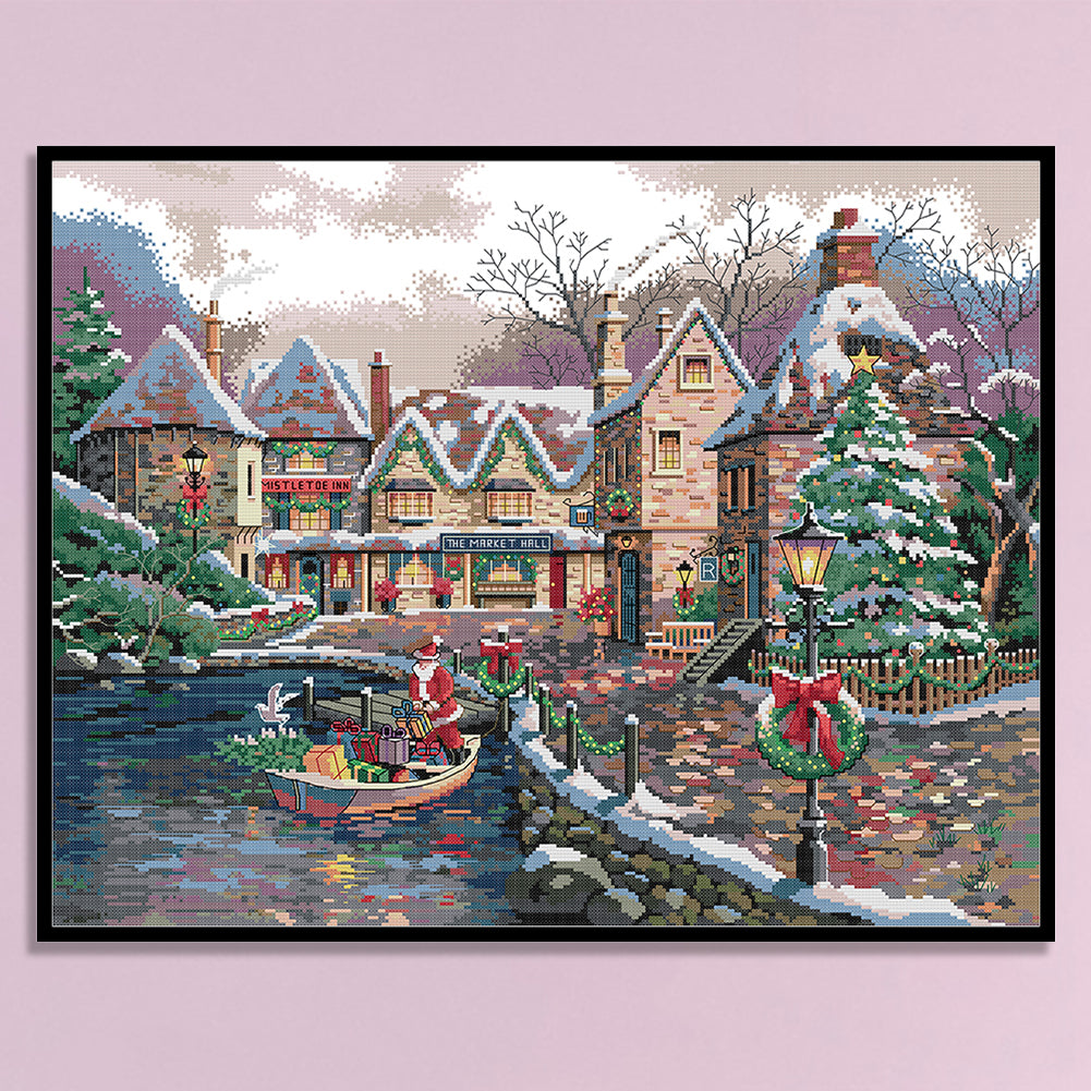 Christmas Town - Partial 14CT Stamped Cross Stitch 61x49CM - Joy Sunday Backstitch