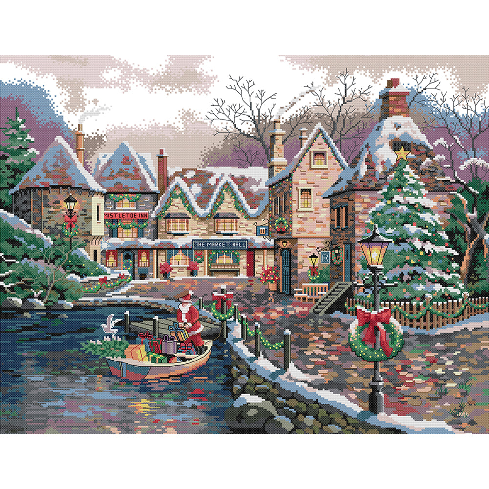 Christmas Town - Partial 14CT Stamped Cross Stitch 61x49CM - Joy Sunday Backstitch