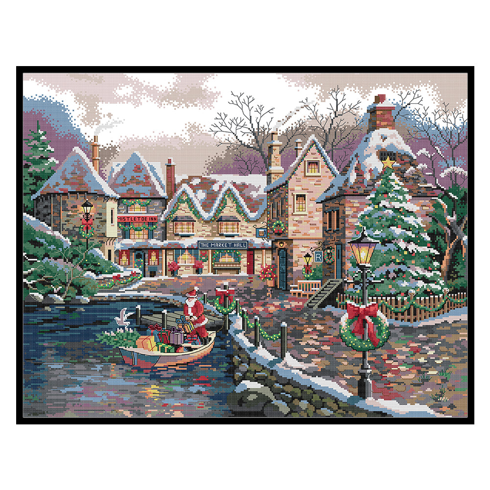 Christmas Town - Partial 14CT Stamped Cross Stitch 61x49CM - Joy Sunday Backstitch