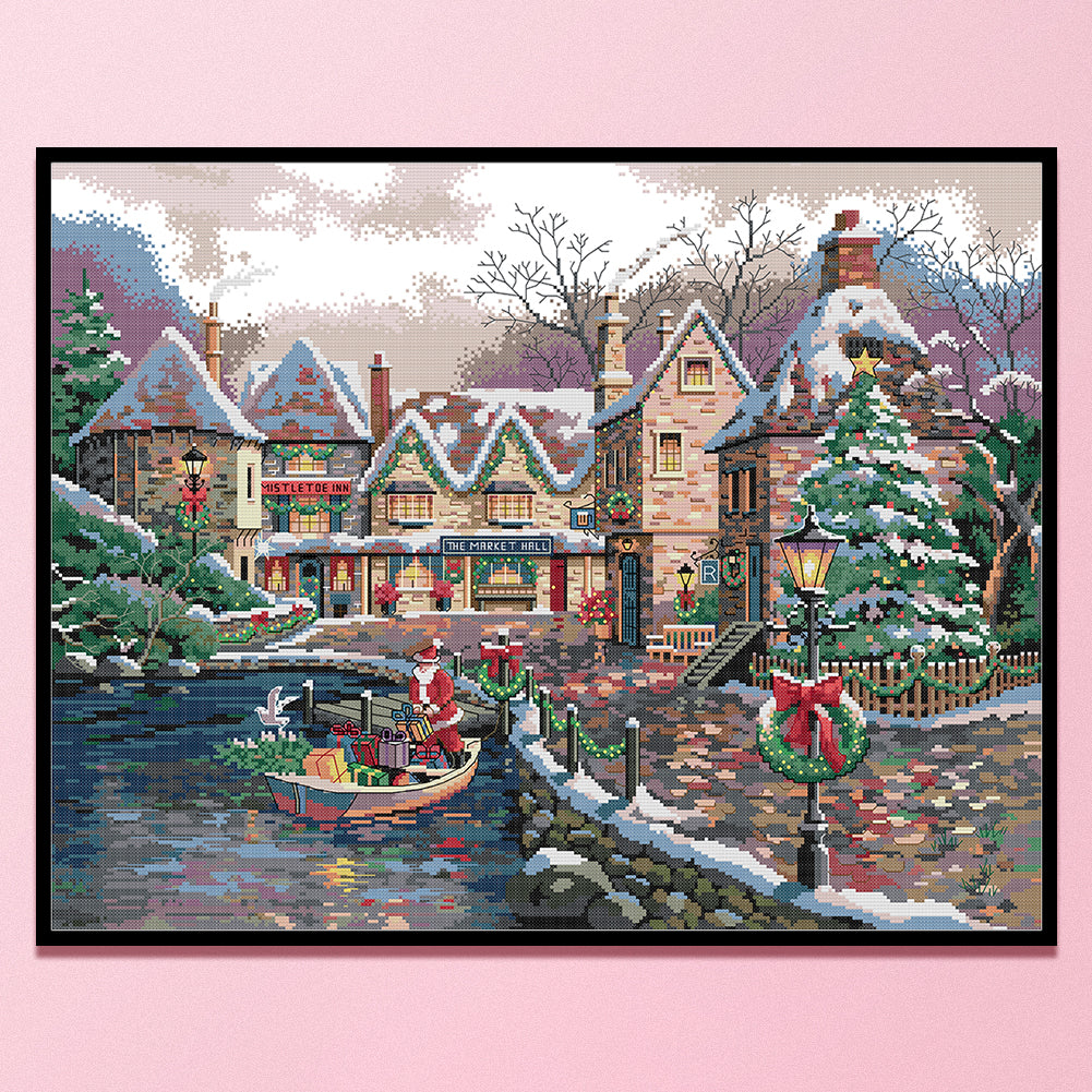 Christmas Town - Partial 14CT Stamped Cross Stitch 61x49CM - Joy Sunday Backstitch