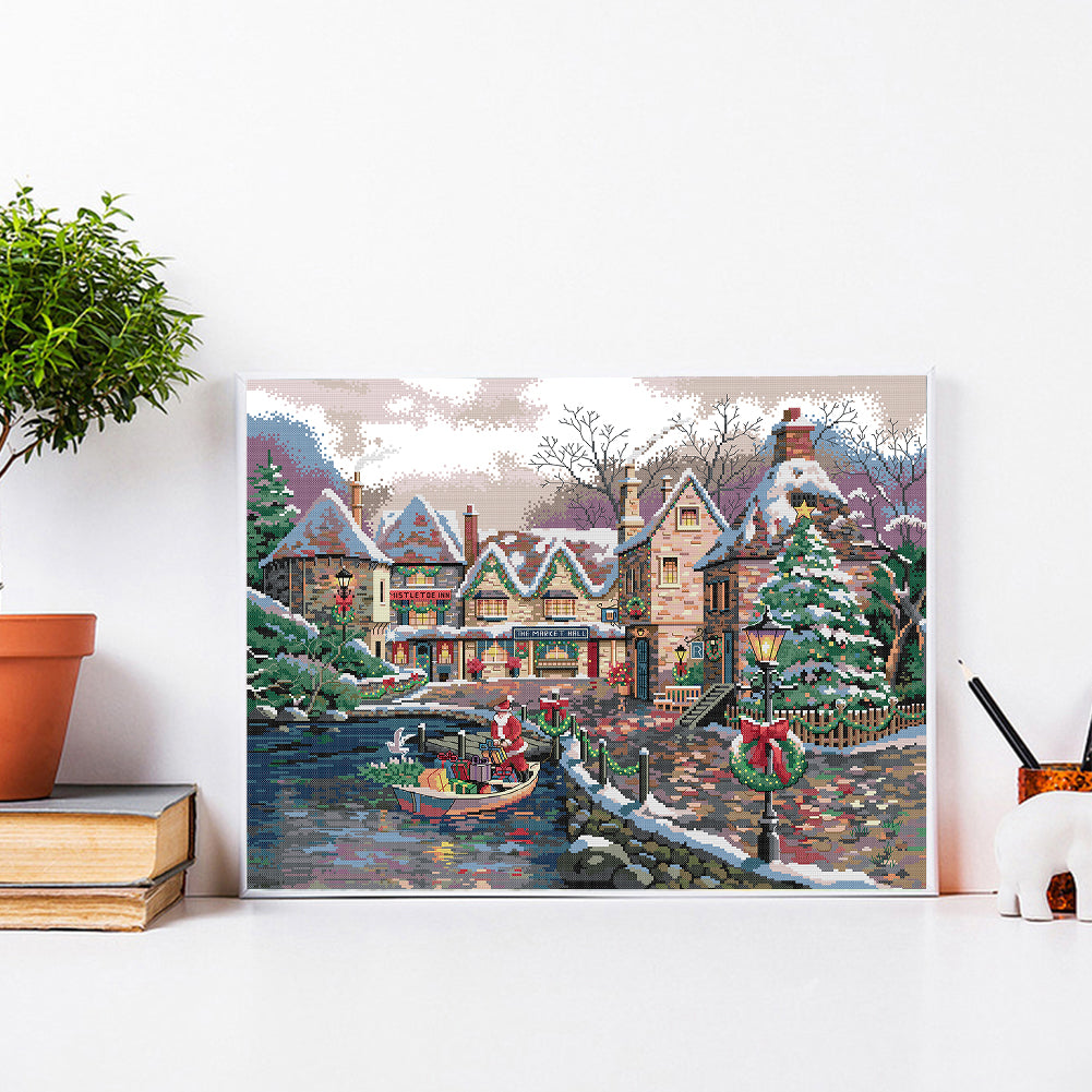 Christmas Town - Partial 14CT Stamped Cross Stitch 61x49CM - Joy Sunday Backstitch