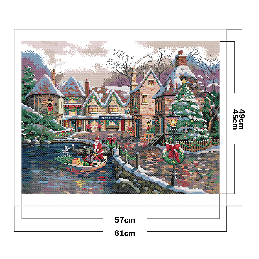 Christmas Town - Partial 14CT Stamped Cross Stitch 61x49CM - Joy Sunday Backstitch