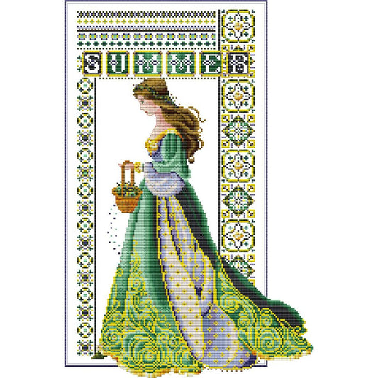 Summer Angel - Partial 14CT Stamped Cross Stitch 36x52CM - Joy Sunday Backstitch